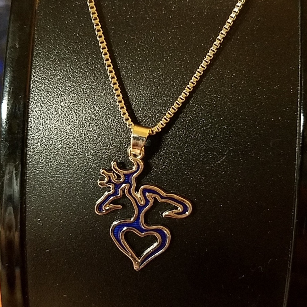 Browning Logo Silver & Blue 18" Chain